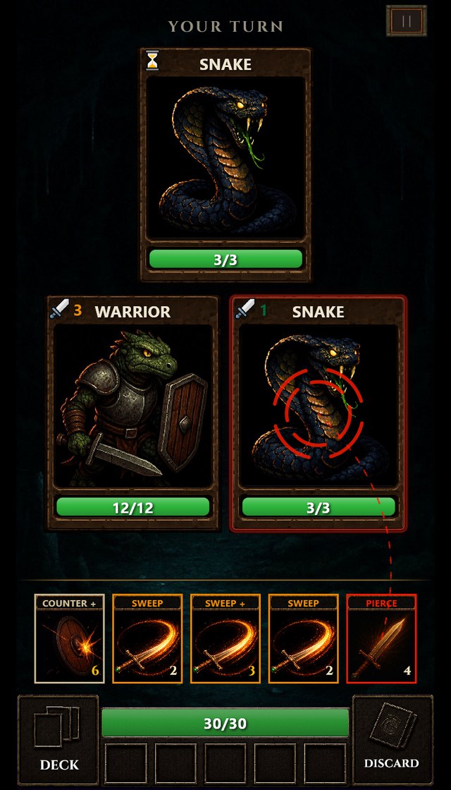 Tactical row-based card combat